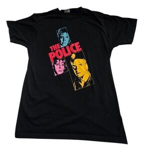 The Police Band T Shirt Black Graphic Tee Mens Size Large Cotton